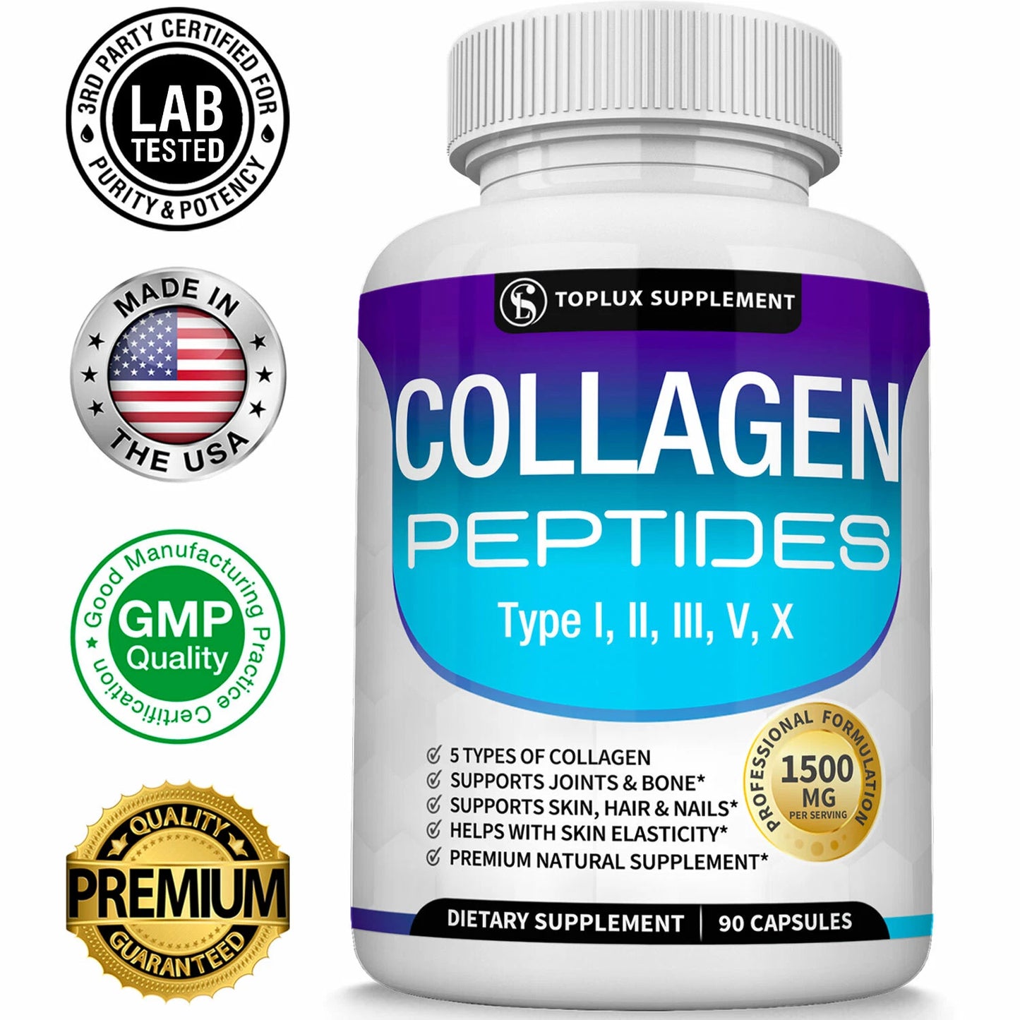 Collagen Peptides – Colágeno Hidrolizado 5 Tipos (90 Cápsulas)
