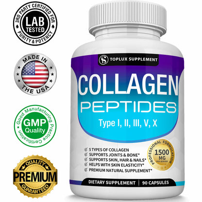 Collagen Peptides – Colágeno Hidrolizado 5 Tipos (90 Cápsulas)